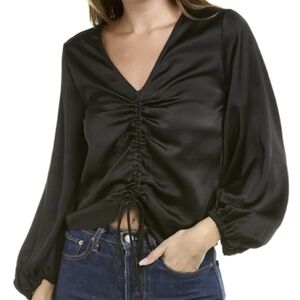 Abercrombie & Fitch Old Money Aesthetic Blouse Size Large Black Flowy Airy Cozy